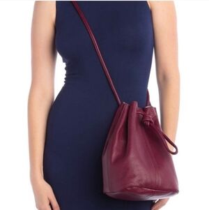 Christopher Kon Burgundy Pebble Leather Bucket Bag